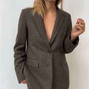 Zara Wool Blazer Elbow Patch NEW